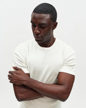 Cole - Off White Ribbed Cotton Slim-Fit T-Shirt