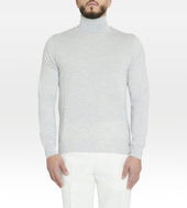 Pull Col Roul Gris En Laine Cachemire Soie