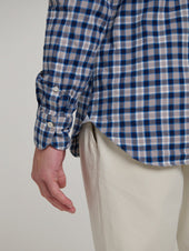 Beige Blue Comfort Hand Finish Shirt