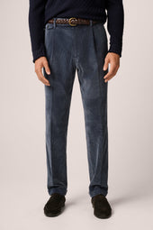 Corduroy Trouser - Cotton And Wool - Steel Blue