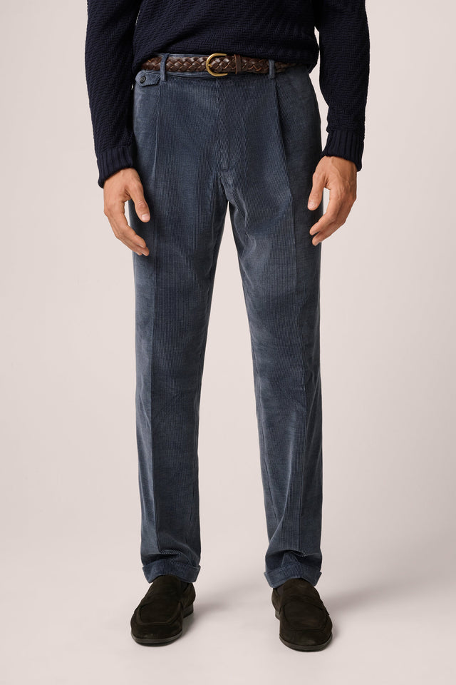 Corduroy Trouser - Cotton And Wool - Steel Blue