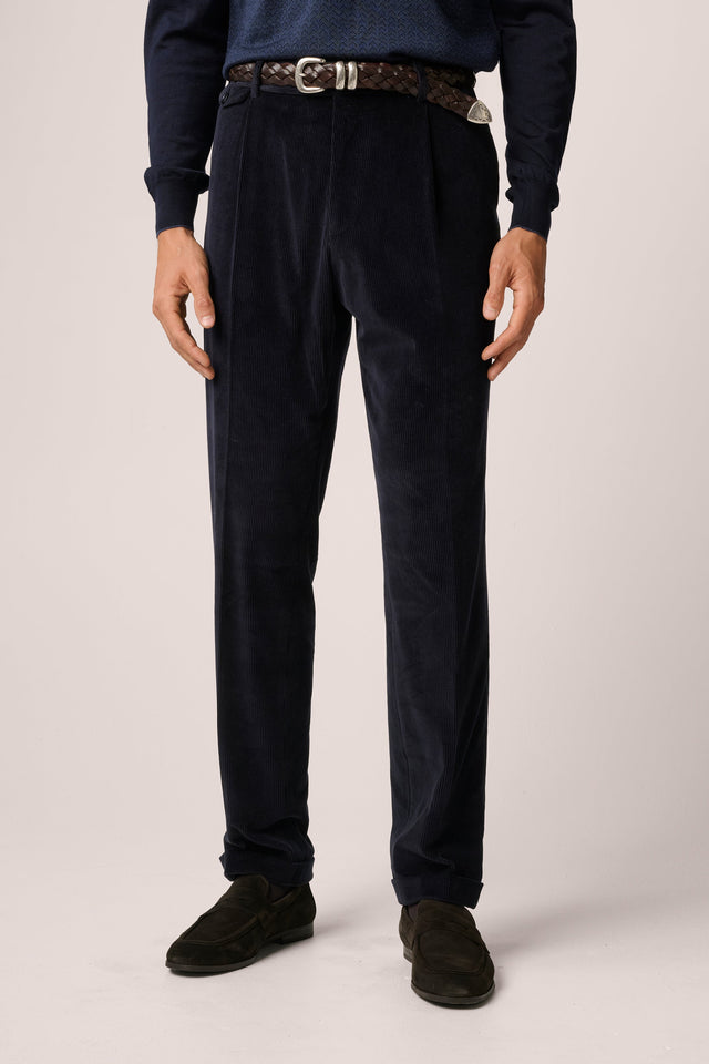 Corduroy Trouser - Cotton And Wool - Navy Blue