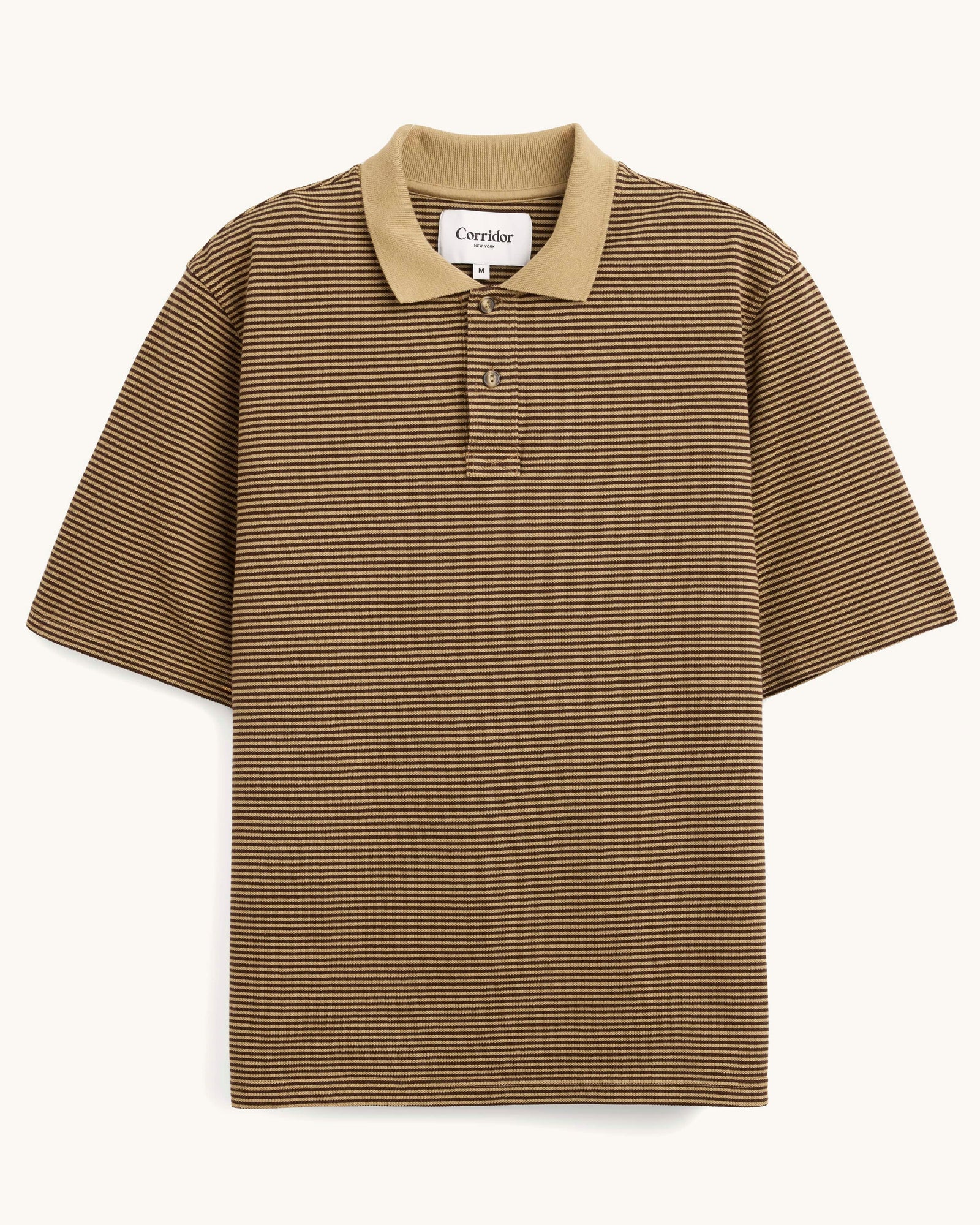 Stripe Pique Polo - Brown