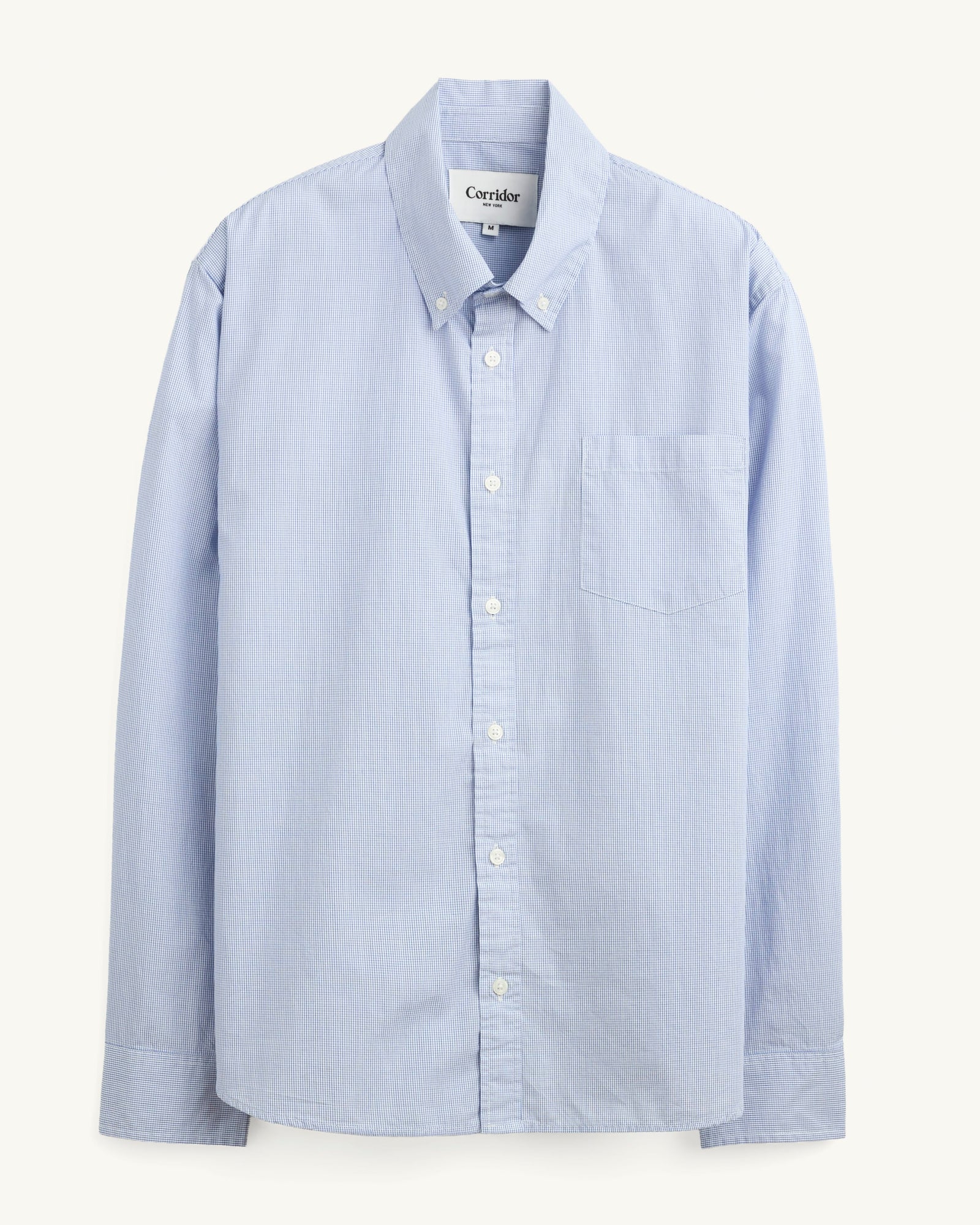Windowpane Poplin LS - Blue