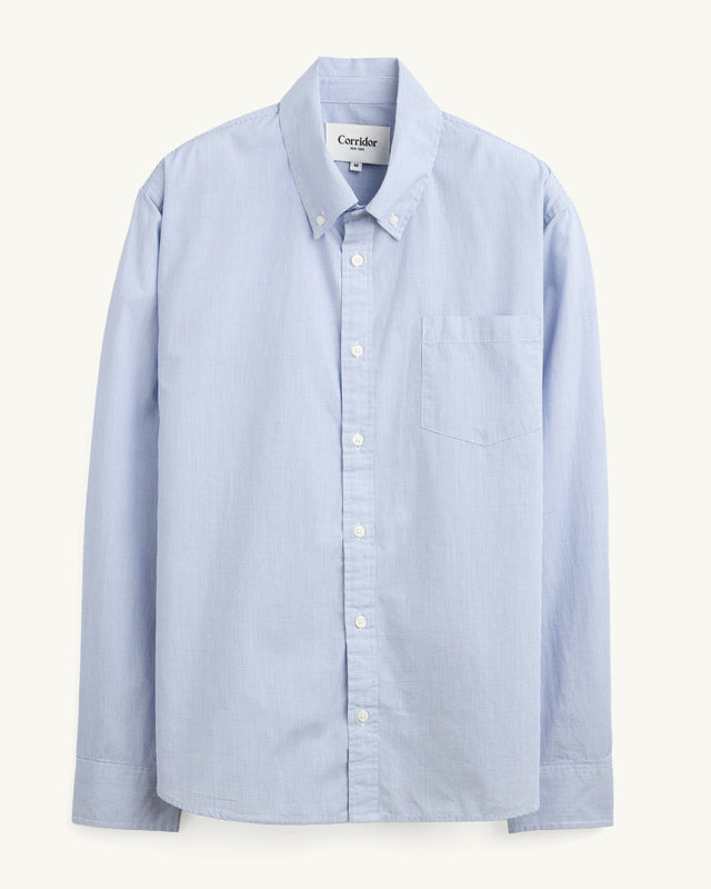 Windowpane Poplin LS - Blue