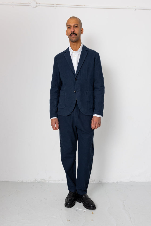Cotton Linen Blazer - Dark Navy