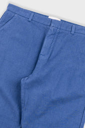 Fixed Waistband Cotton Linen Trouser Woad