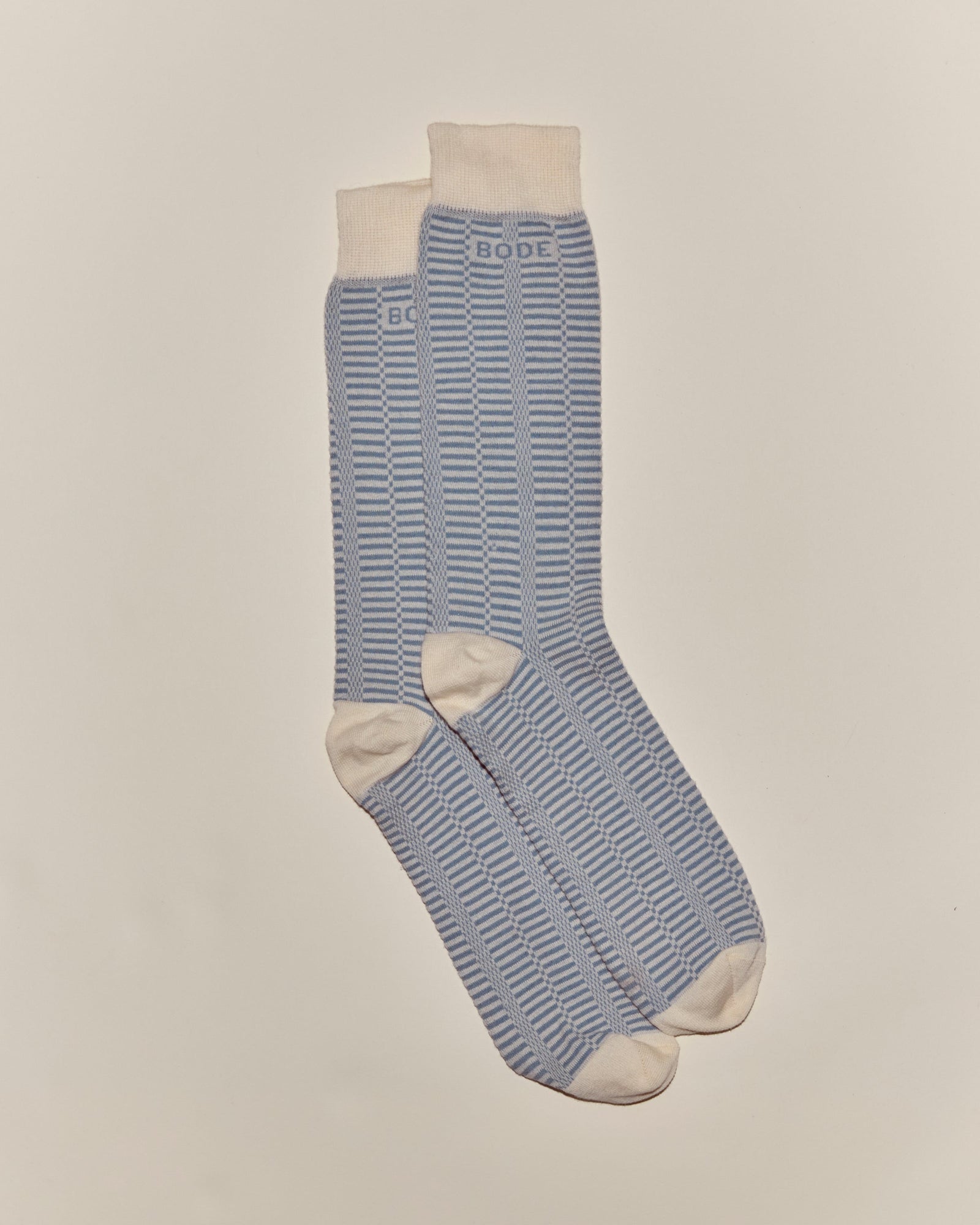 Micro Check Socks - Blue/Cream