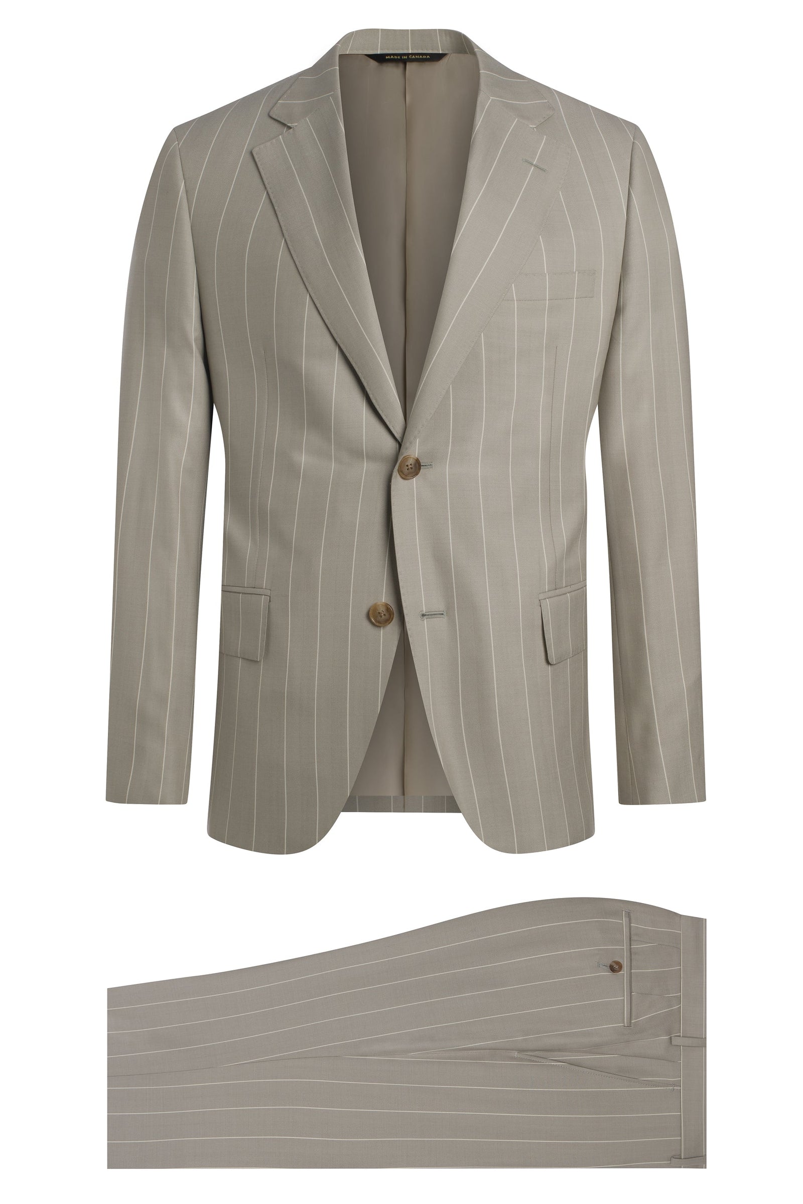 Beige 160 S Herringbone Stripe Suit