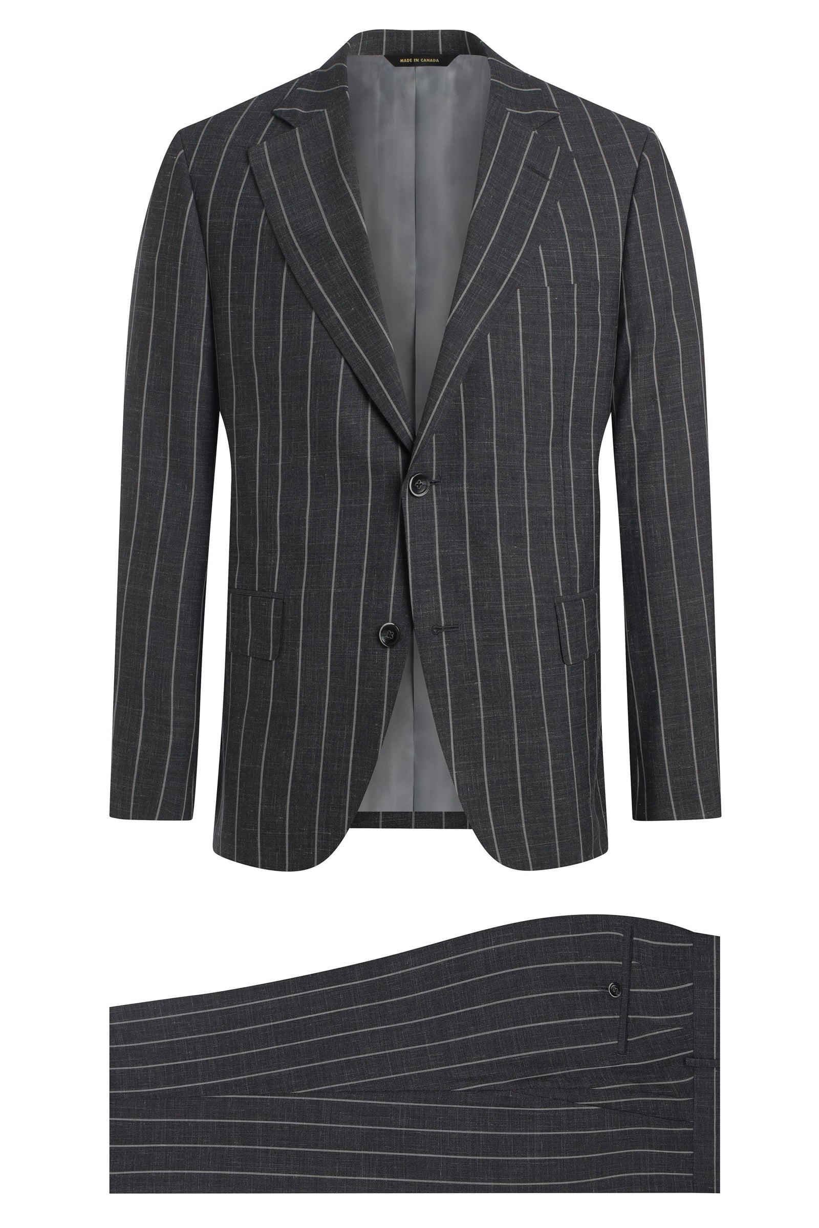 Wool Silk And Linen Blend Stripe Suit