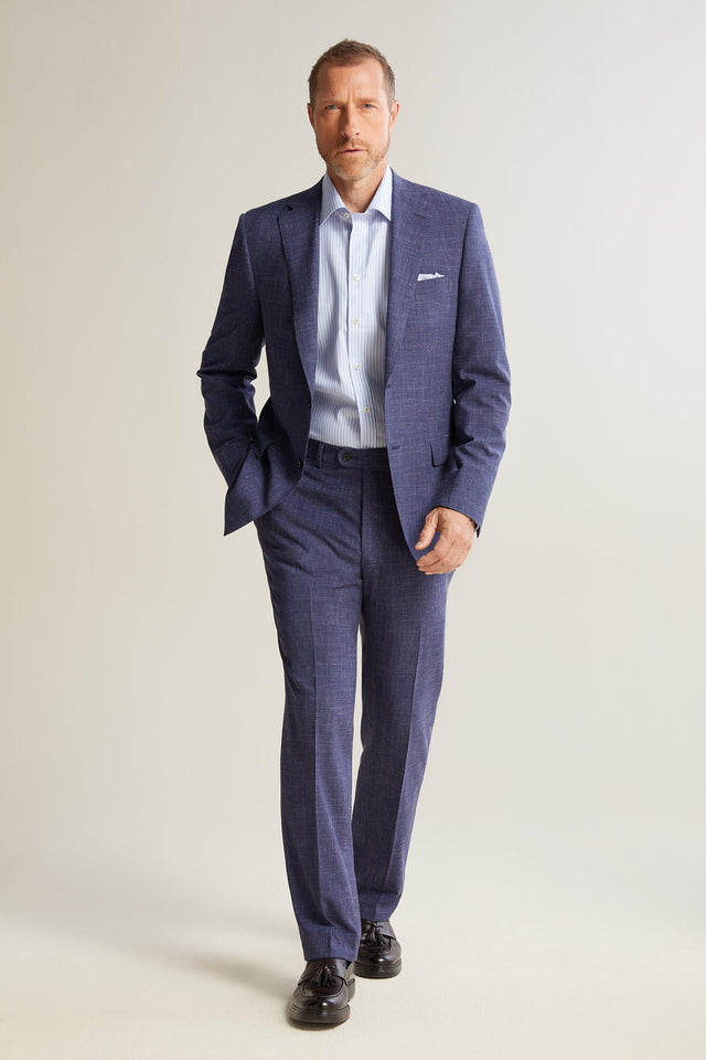 Blue Wool, Silk and Linen Neat Suit