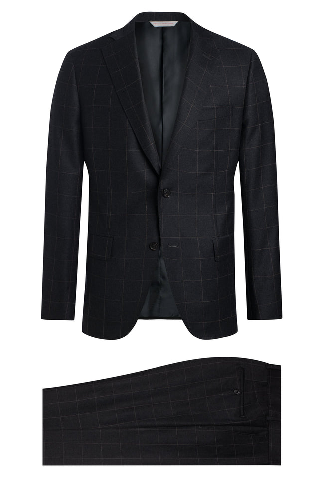 Charcoal 130's Flannel Windowpane Suit