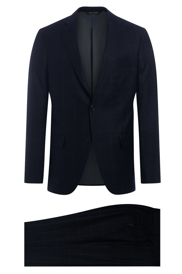Navy 130's Flannel Windowpane Suit