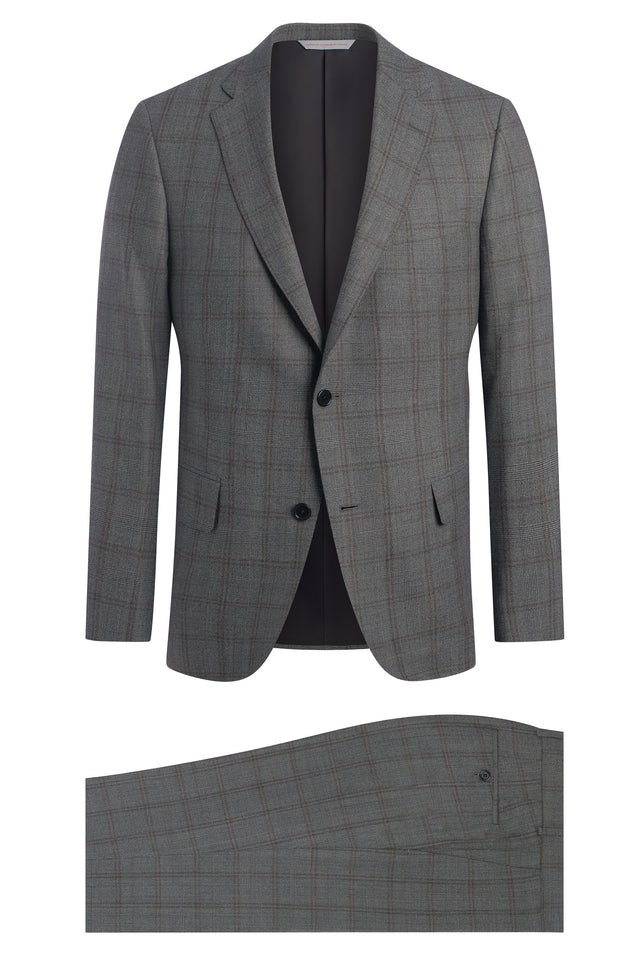 Grey Plaid Wool Suit