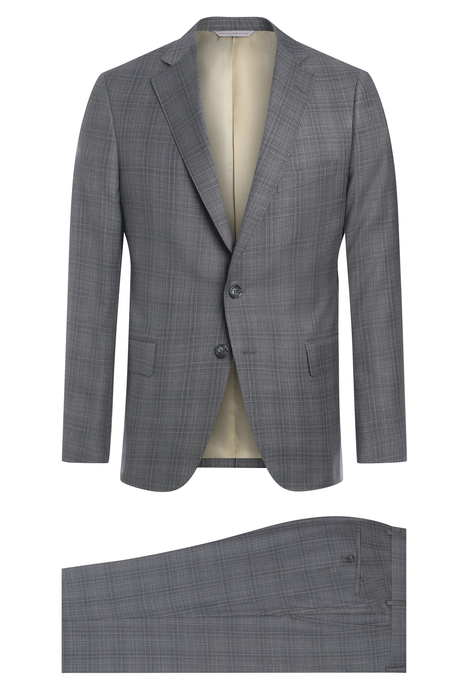 Grey Plaid Super 130 S Wool Suit