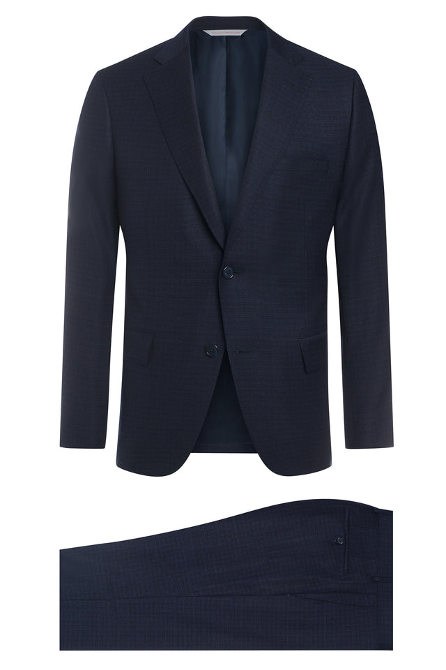 Navy Textured Stretch Suit