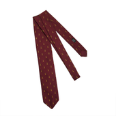 Cravate Motif Chasse Bordeaux Or Soie