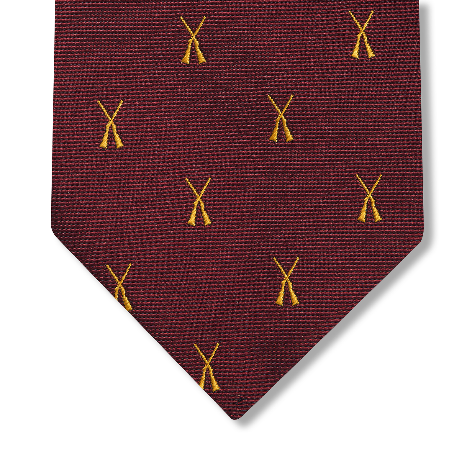 Cravate Motif Chasse Bordeaux Or Soie