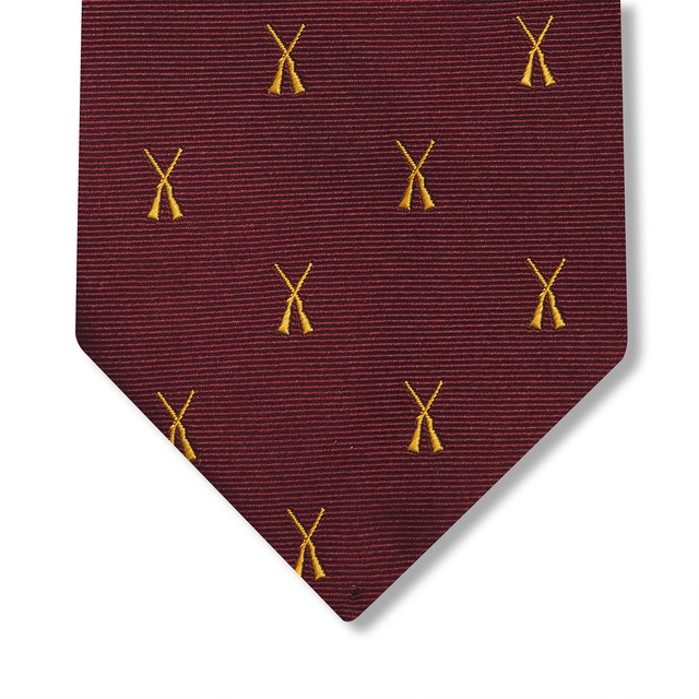 Cravate motif chasse - Bordeaux & Or - Soie