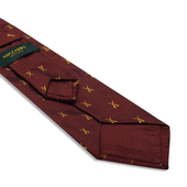 Cravate Motif Chasse Bordeaux Or Soie