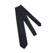 Cravate Motif Chasse Marine Or Soie