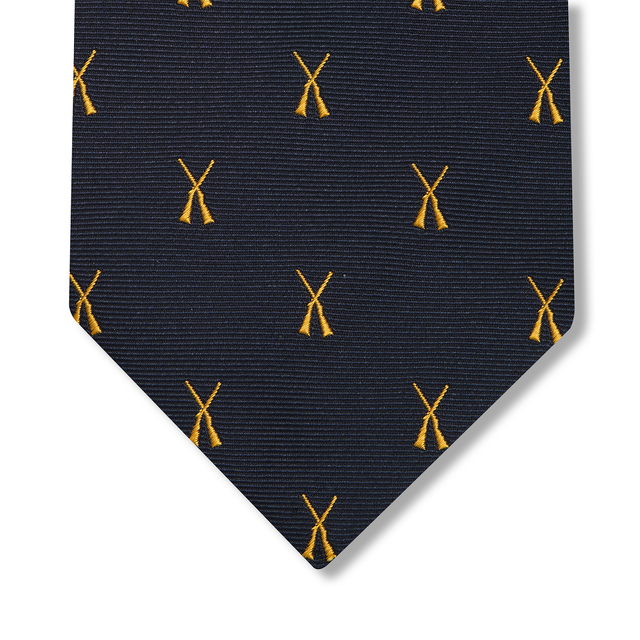 Cravate motif chasse - Marine & Or - Soie