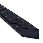 Cravate Motif Chasse Marine Or Soie