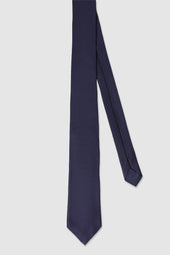 Cravate Gideon en soie bleu marine