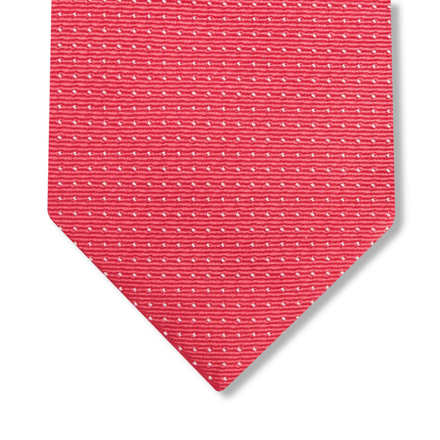 Cravate Rouge & Beige - Motif Pois - Soie