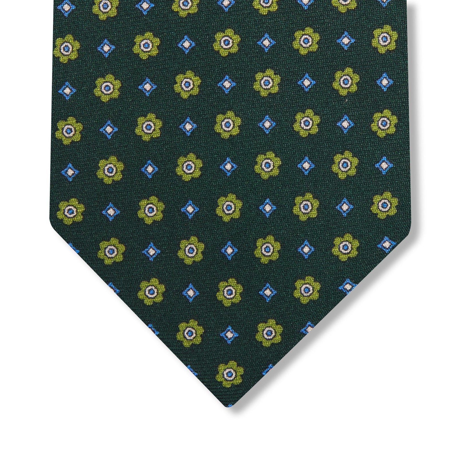Cravate Vert Fonc Vert Clair Motif Floral Soie