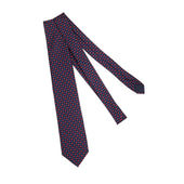Cravate Bleu Marine Rouge Motif Floral Soie