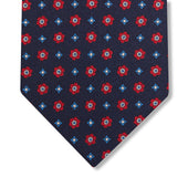 Cravate Bleu marine & Rouge - Motif Floral - Soie