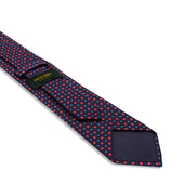 Cravate Bleu Marine Rouge Motif Floral Soie