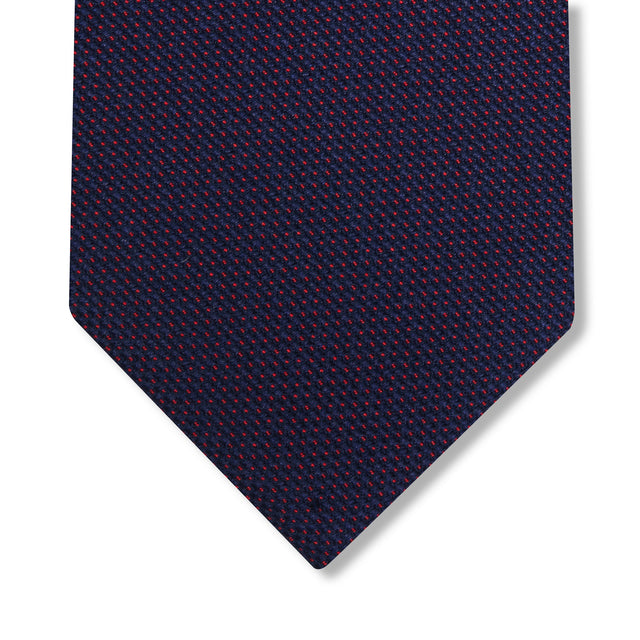 Cravate Bleu marine & Rouge - Motif Caviar - Soie