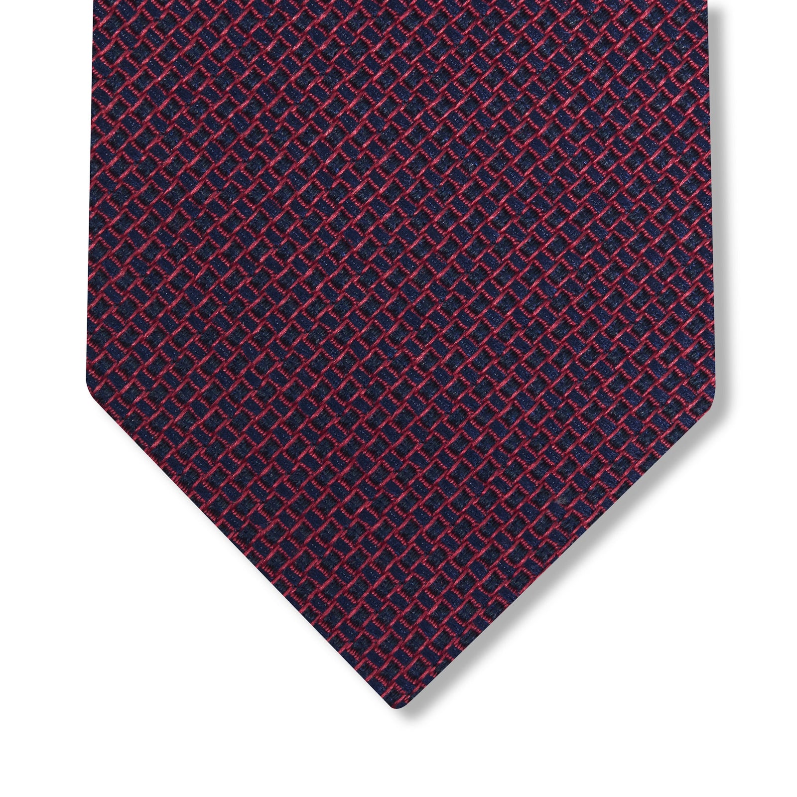 Cravate Bleu Marine Rouge Motif Entrelacs Soie