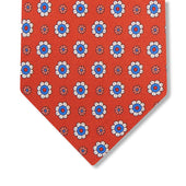 Cravate Terracotta & Bleu - Motif Floral - Soie