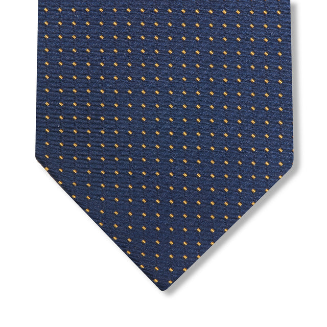 Cravate Bleu marine & Or - Motif Pois - Soie