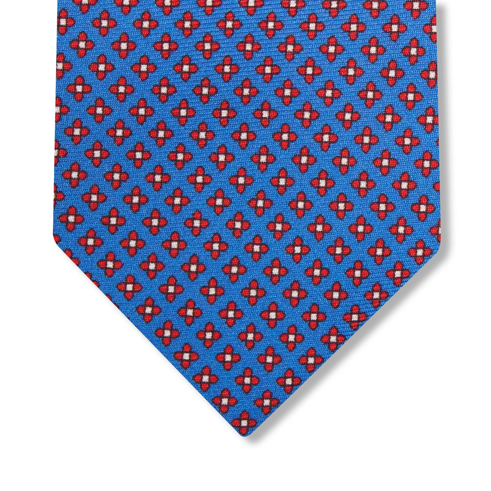 Cravate Bleu Roi Rouge Motif Floral Soie