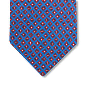 Cravate Bleu roi & Rouge - Motif Floral - Soie