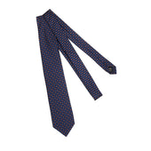 Cravate Bleu Marine Marron Motif Floral Soie