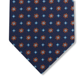 Cravate Bleu marine & Marron - Motif Floral - Soie