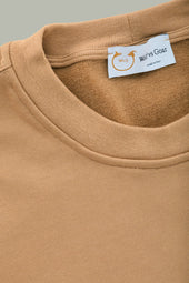 Cotton Cashmere Long Sleeve Crew Neck Sweatshirt Caramel