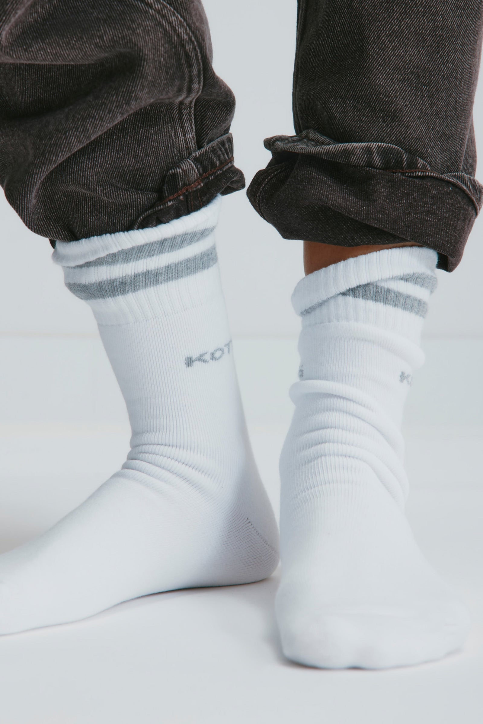Crew Socks in Grey Mix Stripe