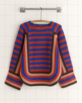 Crochet Four-Stripe Sweater - Red