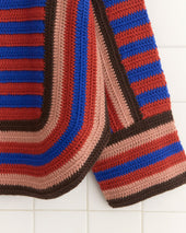 Crochet Four Stripe Sweater Red