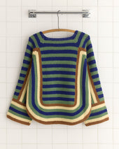 Crochet Four Stripe Sweater Green
