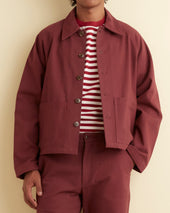 Twill Cropped Car Jacket Merlot