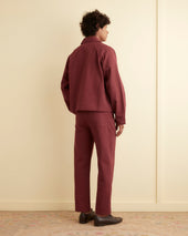 Twill Cropped Car Jacket Merlot
