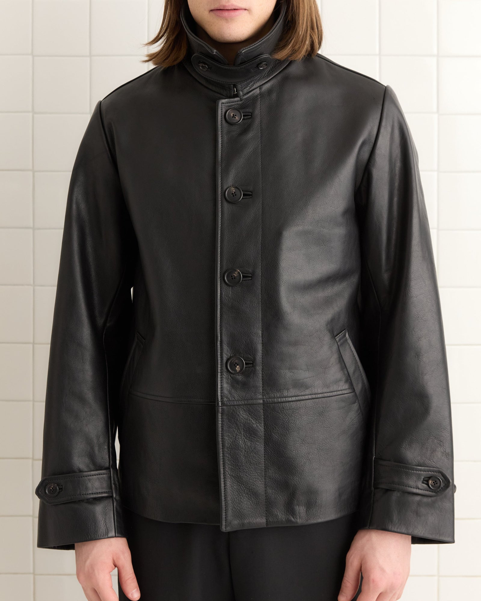 Cropped Continental Coat - Black