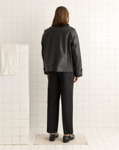 Cropped Continental Coat - Black